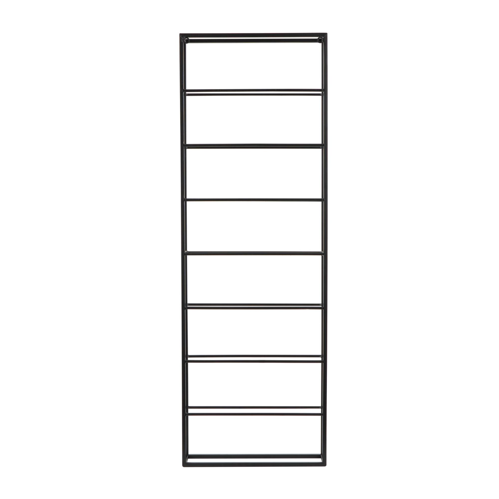 Black Metal Minimalistic 8 Bottle Wall Wine Rack with Open Style Frame